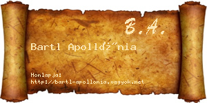 Bartl Apollónia névjegykártya